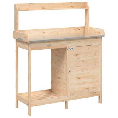 Pflanztisch mit Schrank 110,5x45x124,5 cm Massivholz Tanne naturfarben