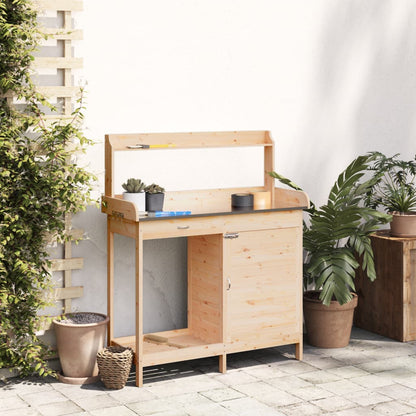 Pflanztisch mit Schrank 110,5x45x124,5 cm Massivholz Tanne naturfarben