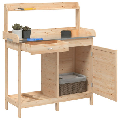 Pflanztisch mit Schrank 110,5x45x124,5 cm Massivholz Tanne naturfarben