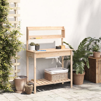 vidaXL Planting Table with Sink 147.5x44x139.5 cm Solid Fir Wood