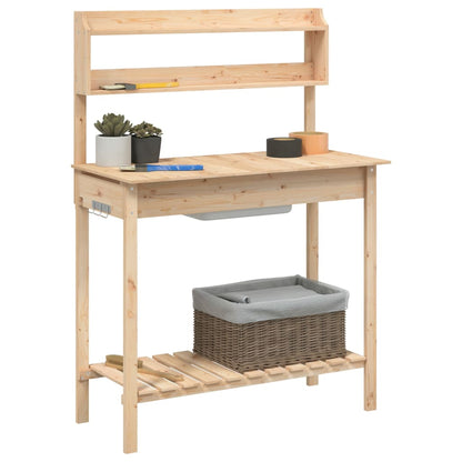 vidaXL Planting Table with Sink 147.5x44x139.5 cm Solid Fir Wood