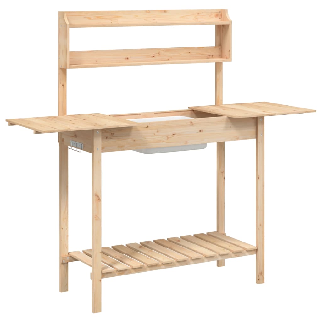 vidaXL Planting Table with Sink 147.5x44x139.5 cm Solid Fir Wood
