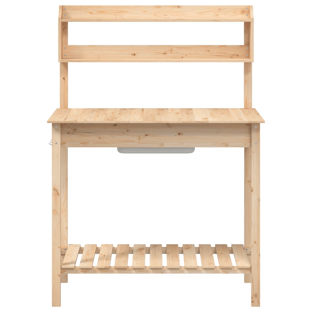 vidaXL Planting Table with Sink 147.5x44x139.5 cm Solid Fir Wood