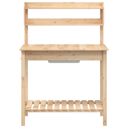 vidaXL Planting Table with Sink 147.5x44x139.5 cm Solid Fir Wood