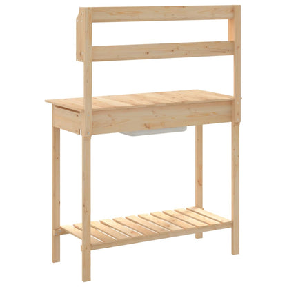 vidaXL Planting Table with Sink 147.5x44x139.5 cm Solid Fir Wood