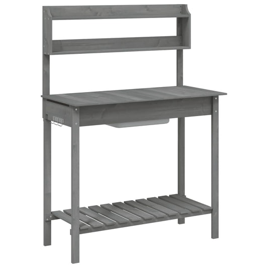 vidaXL Planting Table with Sink 147.5x44x139.5 cm Solid Fir Wood