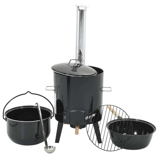 Gulaschkanone 14,3L Gartenofen Feldküche Kesselofen mit Zubehör