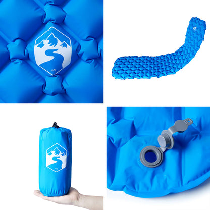 Aufblasbare Isomatte Blau 190x58x6 cm ultraleichte Luftmatratze 550g Camping