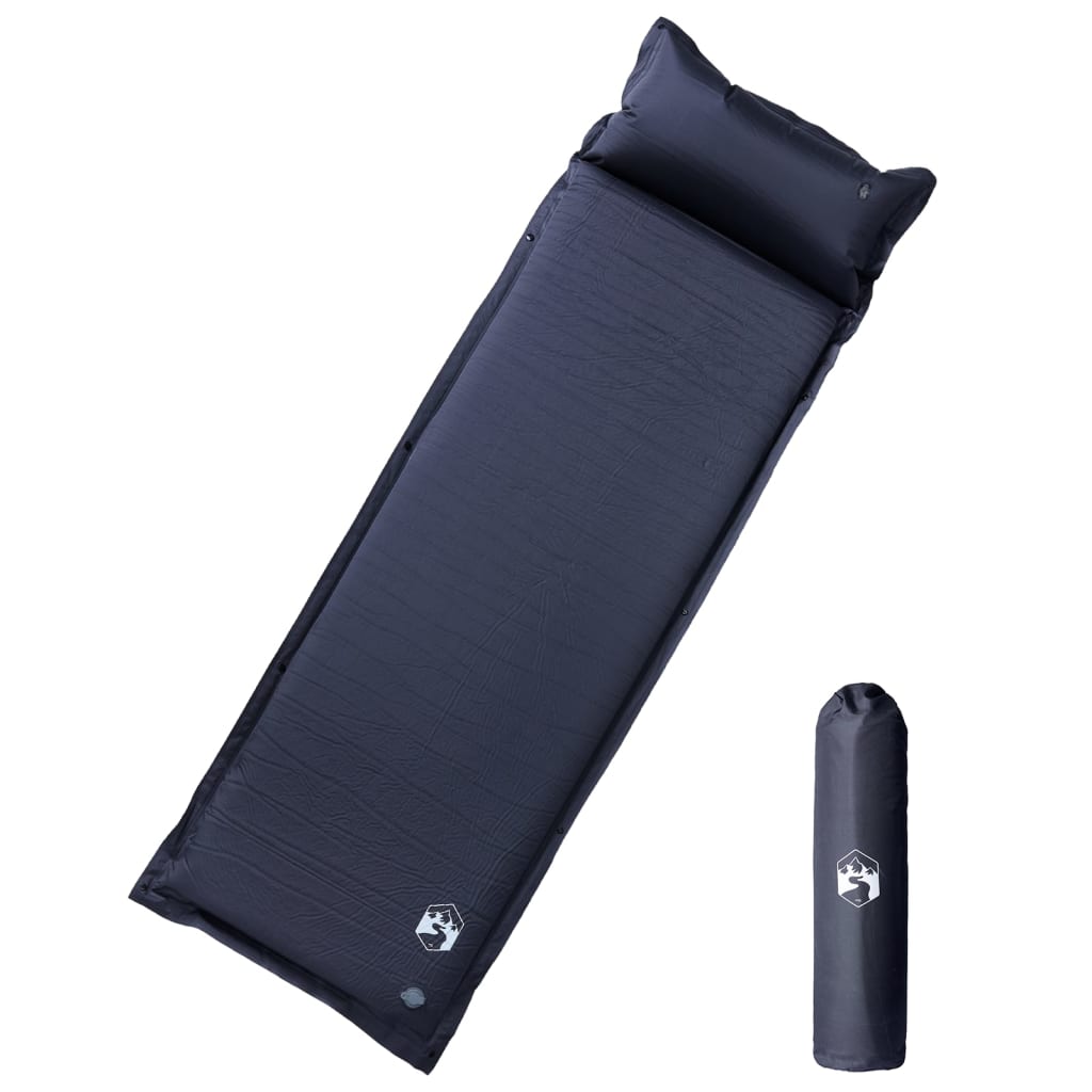 Aufblasbare Isomatte mit Kissen Grau 190x64x3 cm Luftmatratze Camping