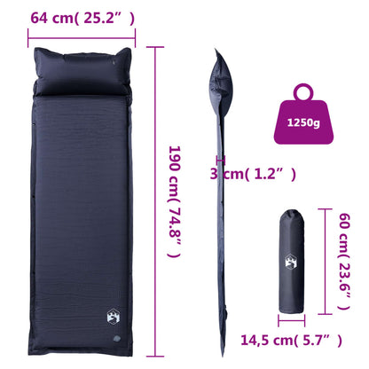 Aufblasbare Isomatte mit Kissen Grau 190x64x3 cm Luftmatratze Camping