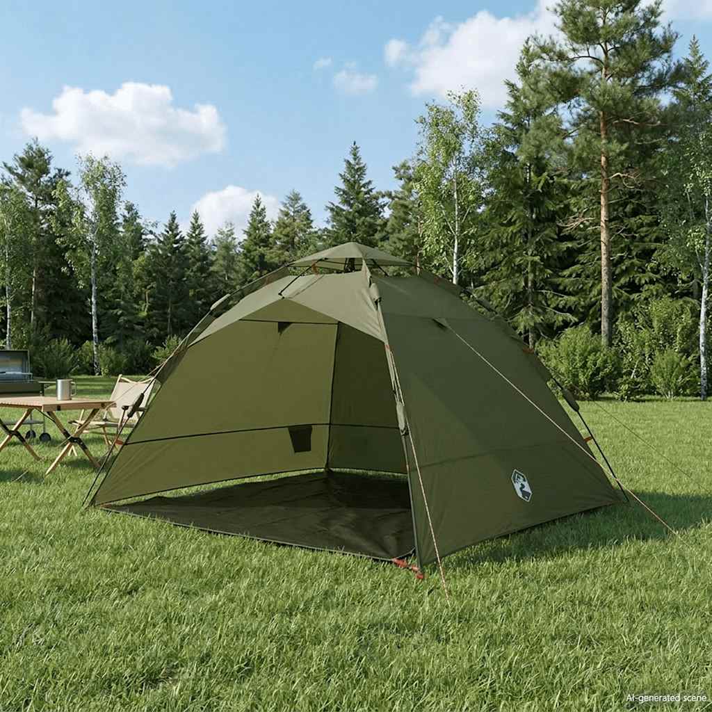 Zelt 4 Personen Olivgrün Quick Release Wasserdicht Camping Angeln