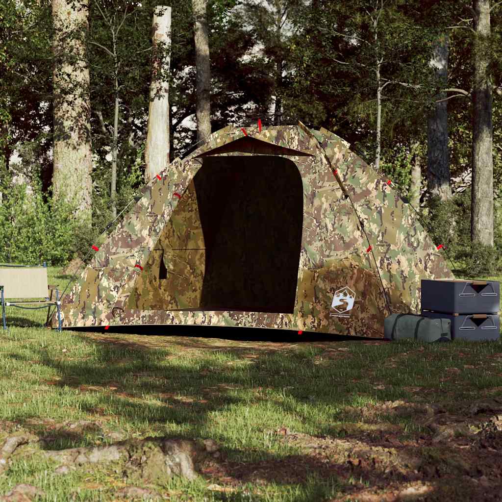 vidaXL Fishing Tent 4 Person Camouflage Pattern Quick Release