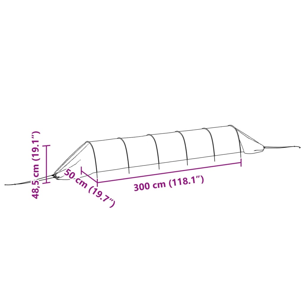 Netztunnel Schwarz 300x50x48,5 cm Stahl PP  Schattierung Pflanzenschutz