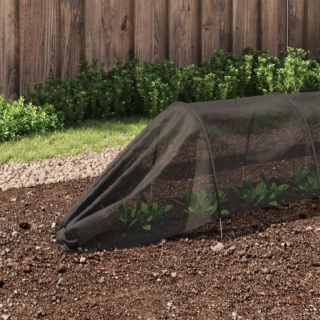 Netztunnel Schwarz 300x50x48,5 cm Stahl PP  Schattierung Pflanzenschutz
