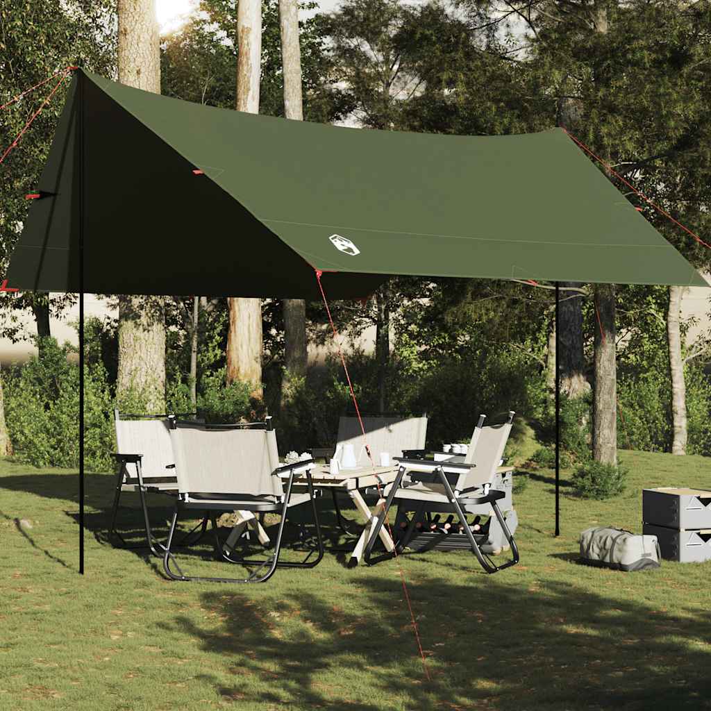 Tarp mit Stangen Olivgrün 462x306x211 cm Wasserdicht Outdoor Regenschutz Sonnenschutz