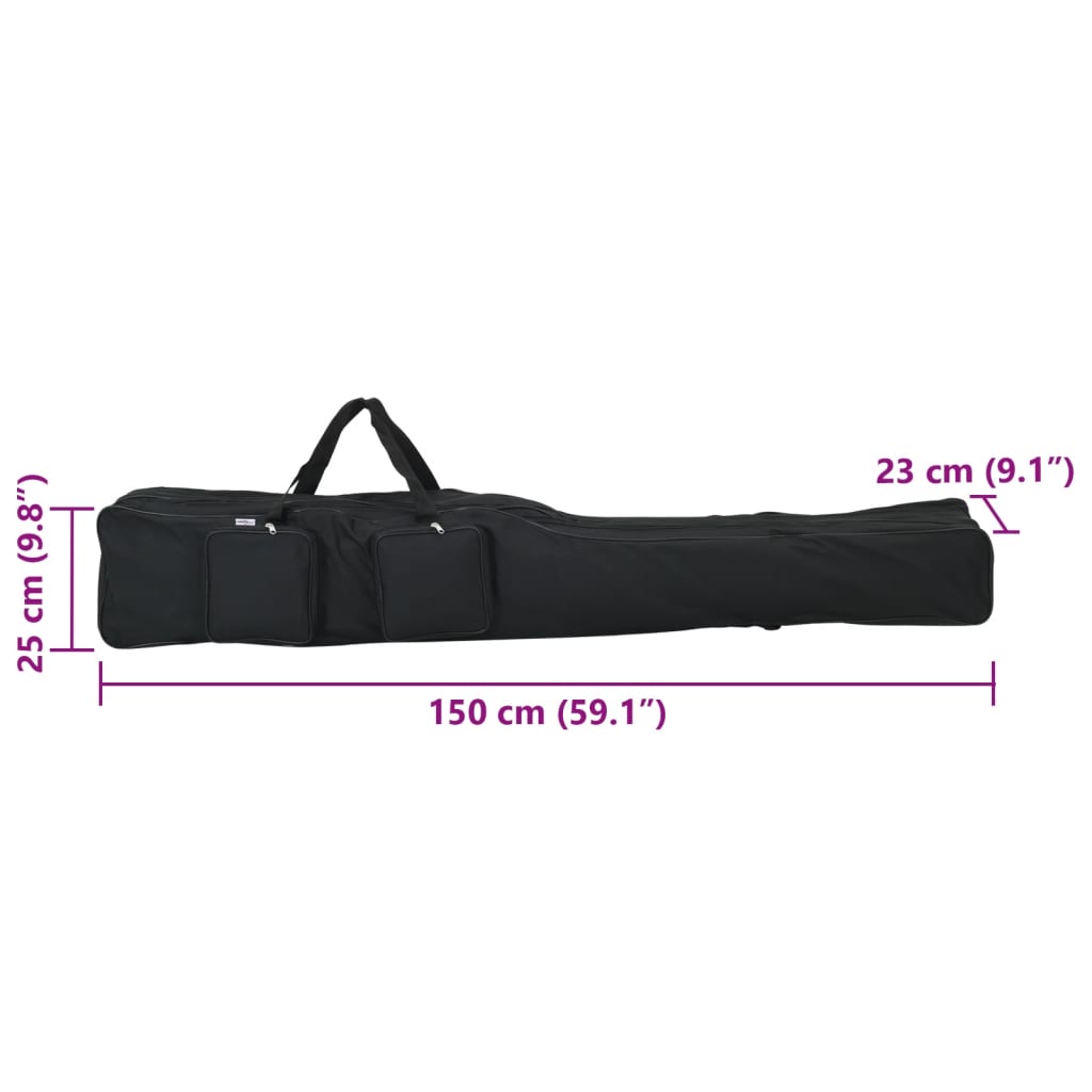 Angelrutentasche Schwarz 150 cm Oxford-Gewebe Rutenfutteral Rutentasche