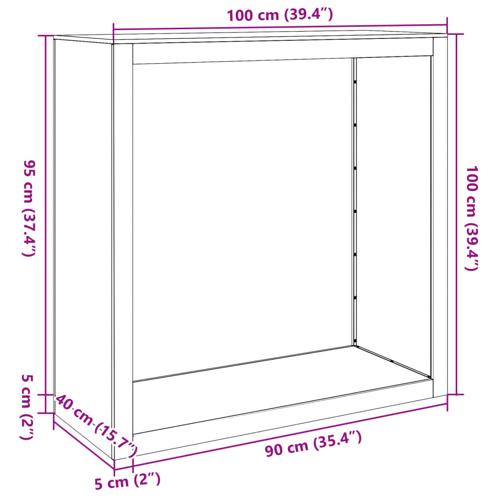 Kaminholzregal Brennholzregal Holzregal 100x40x100 cm Stahl Schwarz Kamin