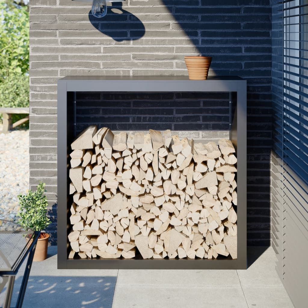 Kaminholzregal Brennholzregal Holzregal 100x40x100 cm Stahl Anthrazit Kamin