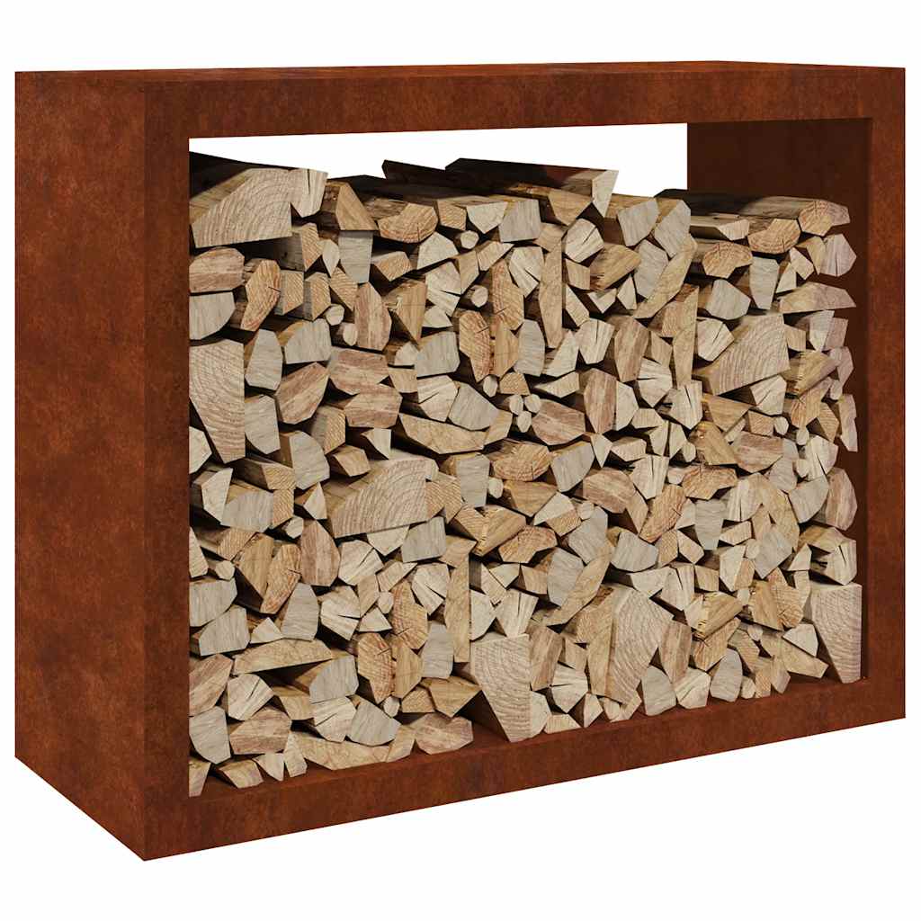 Kaminholzregal Brennholzregal 100x40x80 cm Cortenstahl Wetterfeststahl Rostoptik