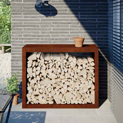 Kaminholzregal Brennholzregal 100x40x80 cm Cortenstahl Wetterfeststahl Rostoptik