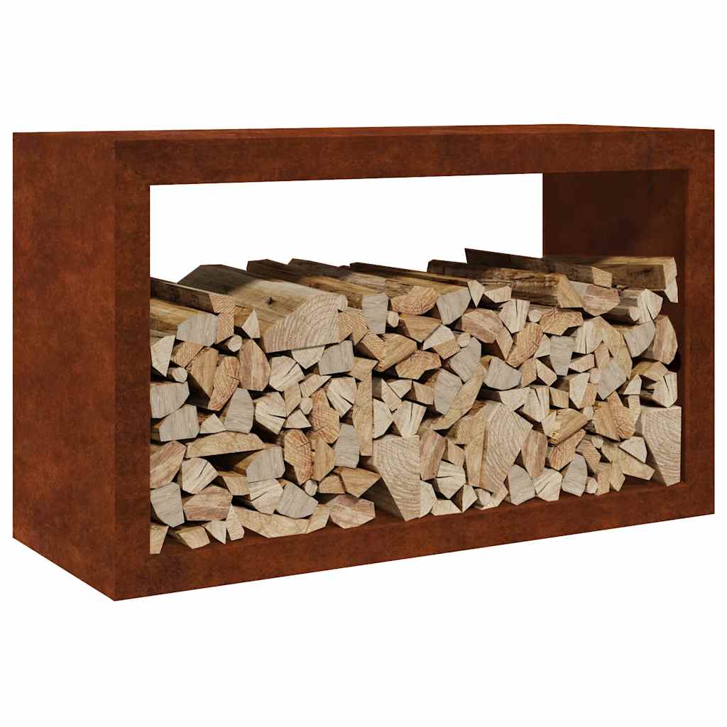 Brennholzregal 100x40x60 cm Cortenstahl rostig Holzlager Feuerholzhalter