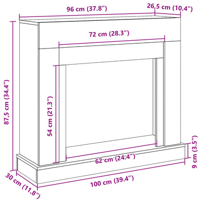 vidaXL Fireplace surround Artisan Oak 100x30x87.5 cm Wood-based material