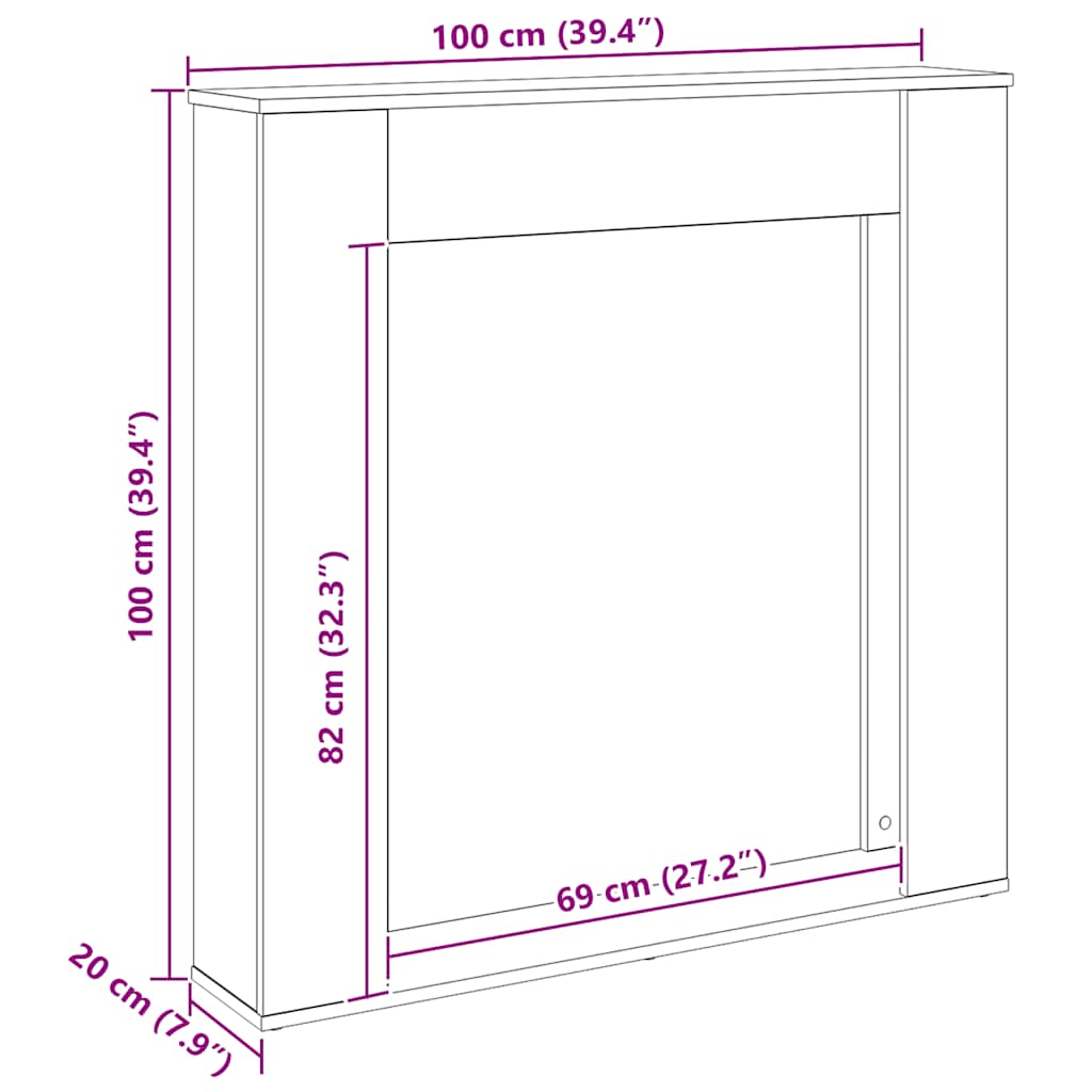 vidaXL Fireplace Surround Artisan Oak 100x20x100 cm Wood-based material
