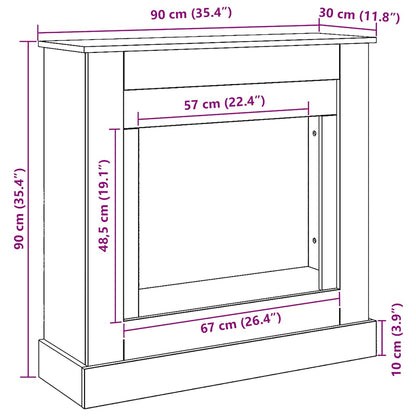 Kaminkonsole Elektrokamin Kaminrahmen 90x30x90 cm Artisan Eiche Holzwerkstoff