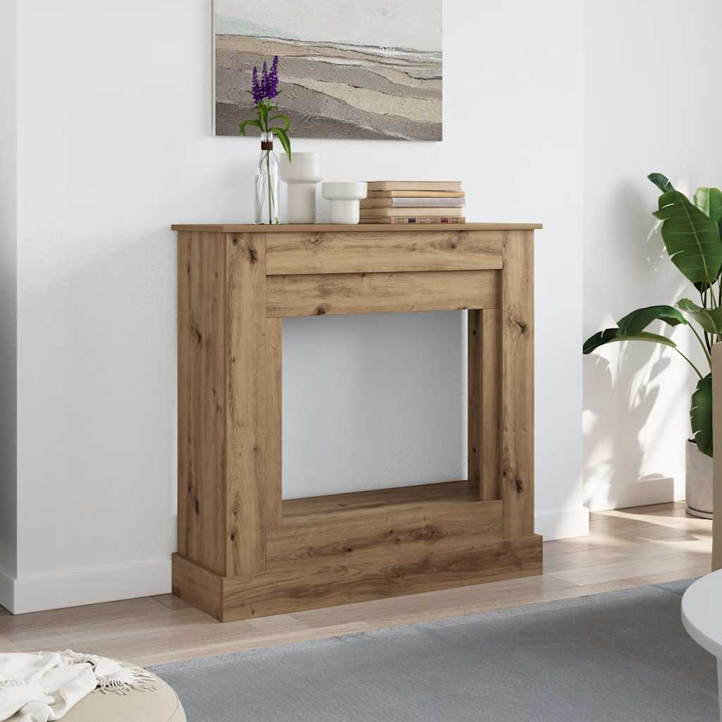 Kaminkonsole Elektrokamin Kaminrahmen 90x30x90 cm Artisan Eiche Holzwerkstoff
