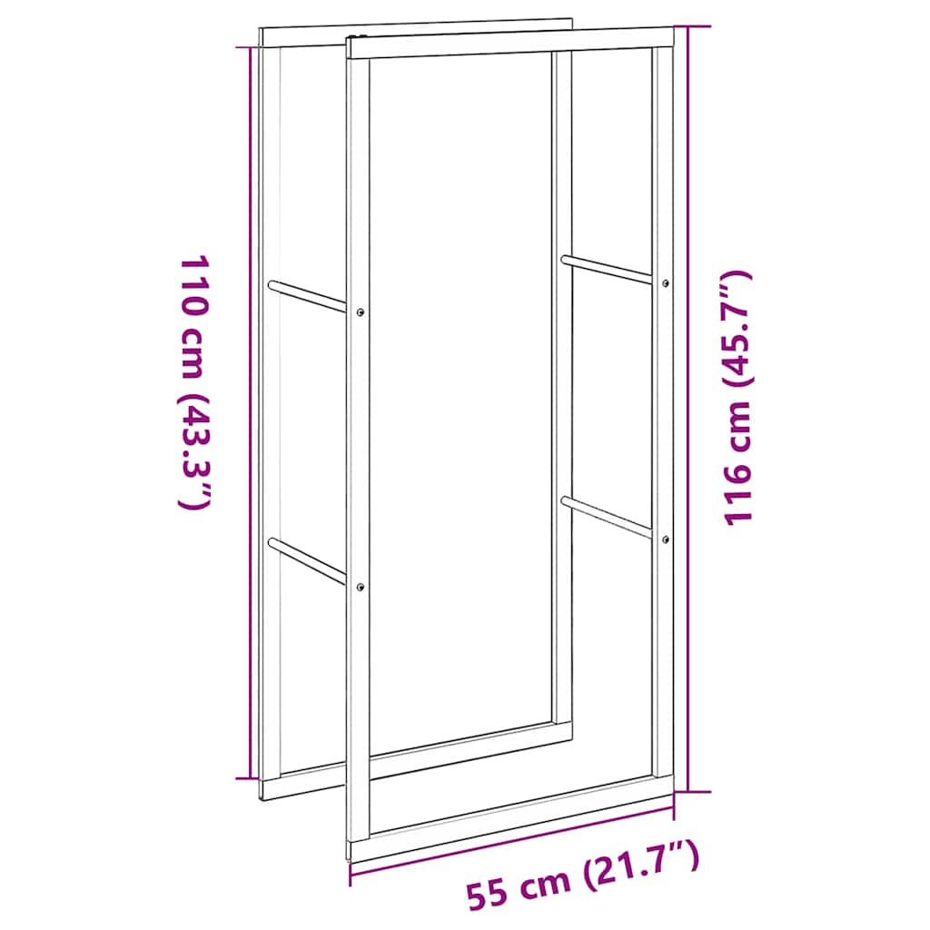 Kaminholzregal Brennholzregal 55x30x116 cm Stahl horizontal vertikal Schwarz