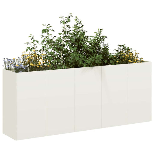 Raised garden bed planter, white, 200x40x80 cm, cold-rolled steel.