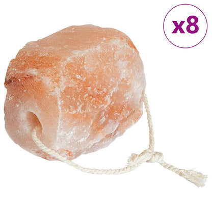 Salt licks, 8 pieces, pink rock salt with cord, mineral lick approx. 2.3 kg per stone