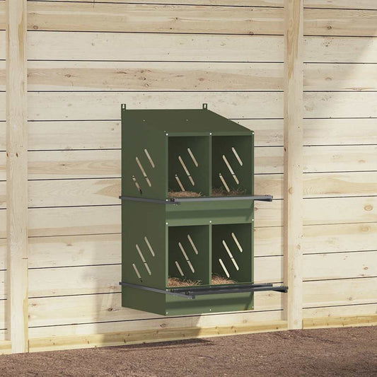 Legenest Hühner 4-fach Hühnernest Metall 54x79x109,5 cm 2 Etagen Schrägdach