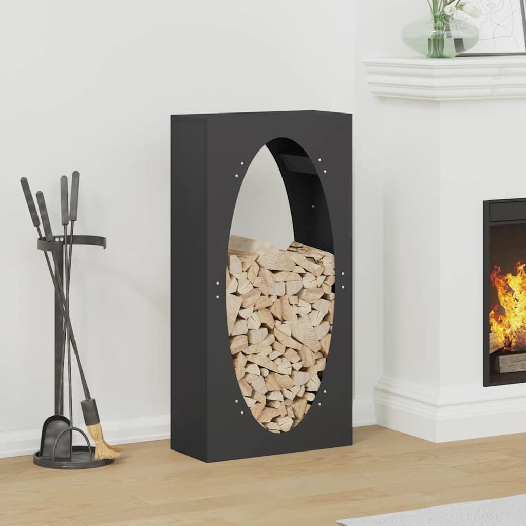 Brennholzregal Schwarz 50x23x100 cm Kaltgewalzter Stahl Feuerholzständer