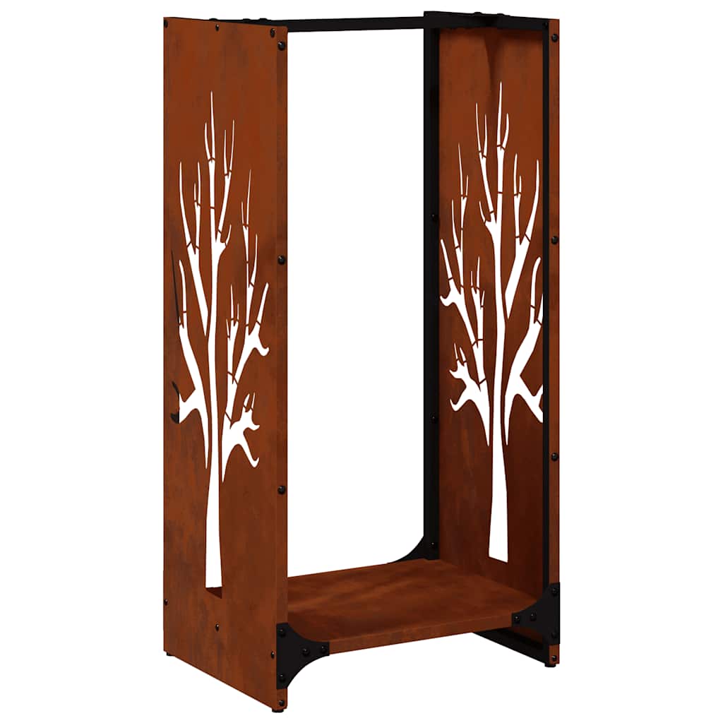 Kaminholzregal Brennholzregal 40x30x80 cm Cortenstahl Rostoptik 30 kg