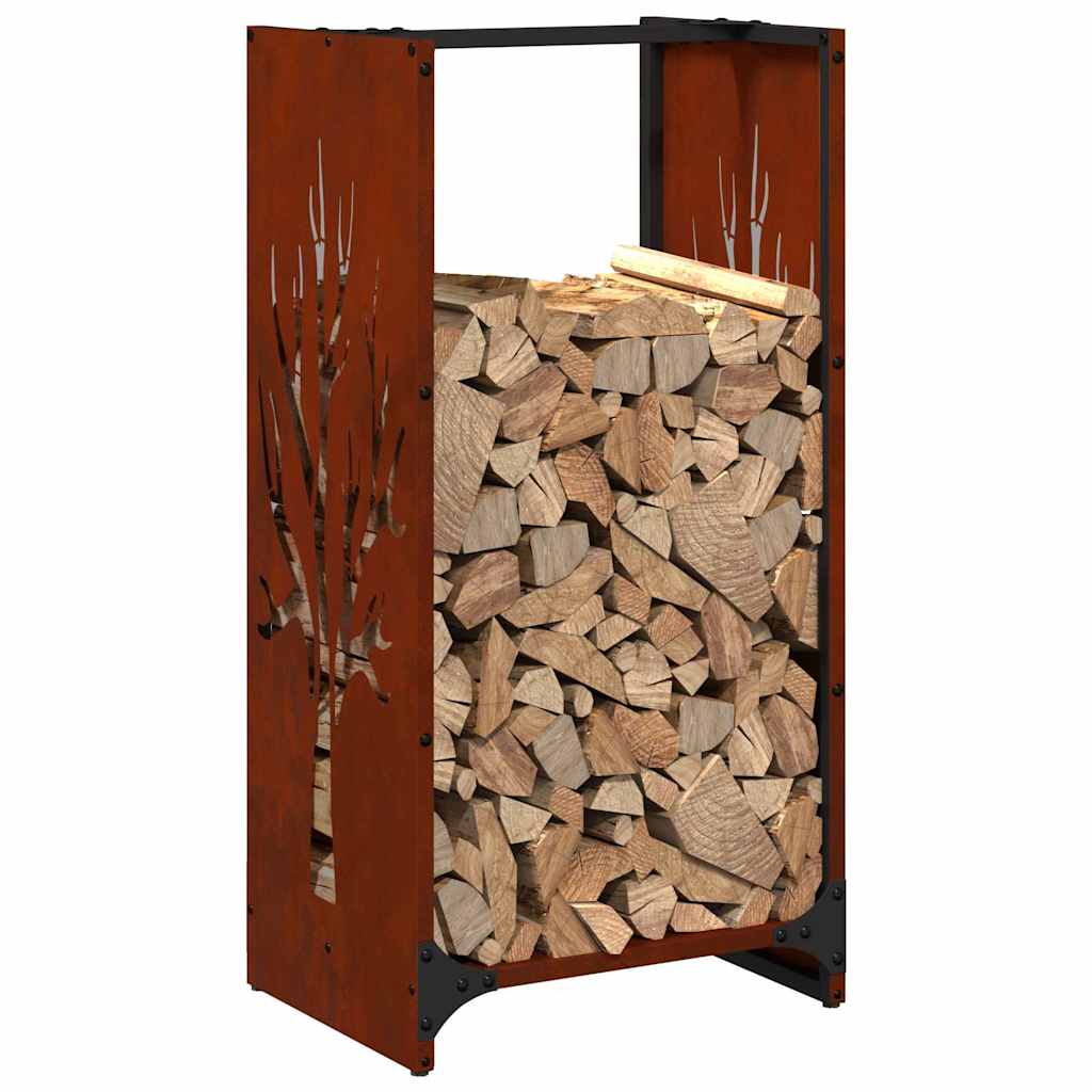 Kaminholzregal Brennholzregal 40x30x80 cm Cortenstahl Rostoptik 30 kg