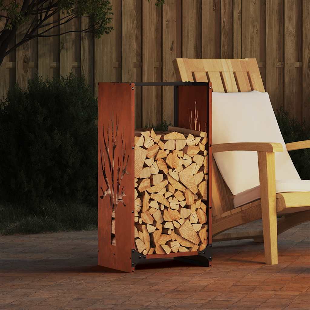 Kaminholzregal Brennholzregal 40x30x80 cm Cortenstahl Rostoptik 30 kg