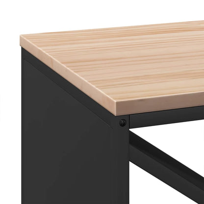 Kaminholzregal mit Sitzbank Brennholzregal 100 cm Stahl Kiefer Holzbank Schwarz