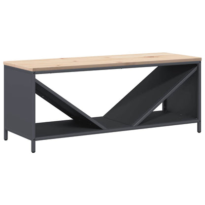 Kaminholzregal mit Sitzbank Brennholzregal 100 cm Stahl Kiefer Anthrazit