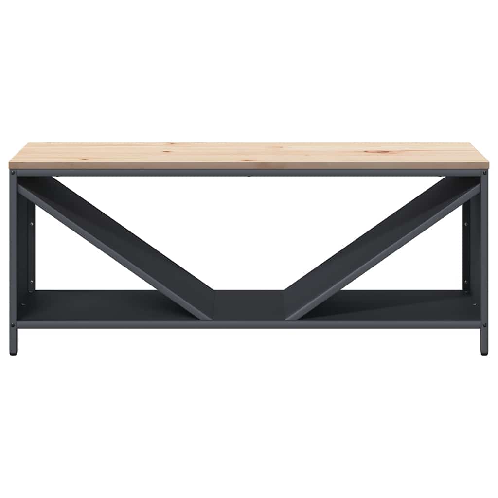 Kaminholzregal mit Sitzbank Brennholzregal 100 cm Stahl Kiefer Anthrazit
