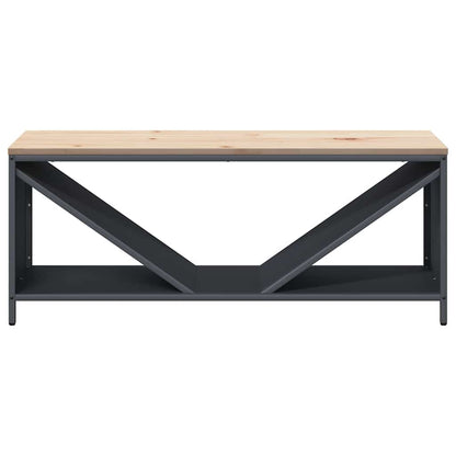 Kaminholzregal mit Sitzbank Brennholzregal 100 cm Stahl Kiefer Anthrazit