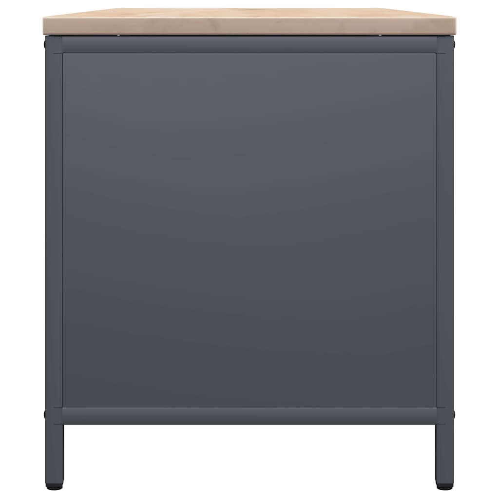 Kaminholzregal mit Sitzbank Brennholzregal 100 cm Stahl Kiefer Anthrazit
