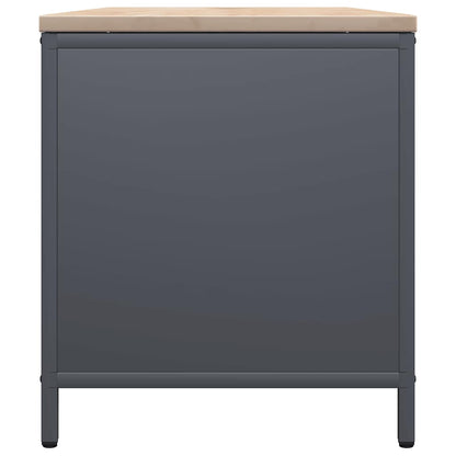 Kaminholzregal mit Sitzbank Brennholzregal 100 cm Stahl Kiefer Anthrazit