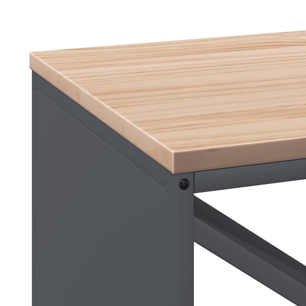 Kaminholzregal mit Sitzbank Brennholzregal 100 cm Stahl Kiefer Anthrazit