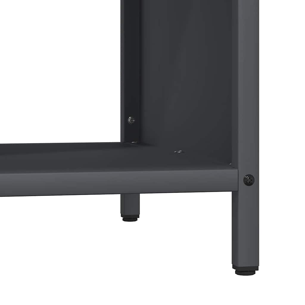 Kaminholzregal mit Sitzbank Brennholzregal 100 cm Stahl Kiefer Anthrazit