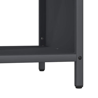 Kaminholzregal mit Sitzbank Brennholzregal 100 cm Stahl Kiefer Anthrazit