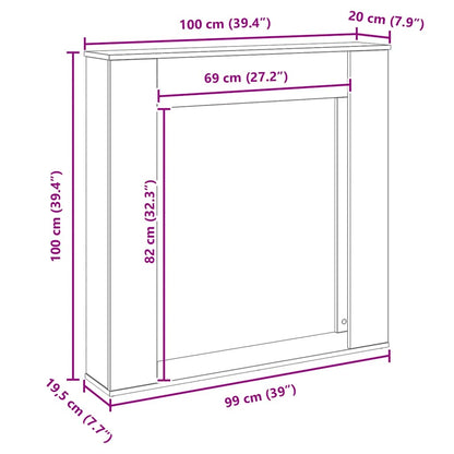 Kaminkonsole Elektrokamin Kaminrahmen 100x20x100 cm Schwarz Eiche Holzwerkstoff