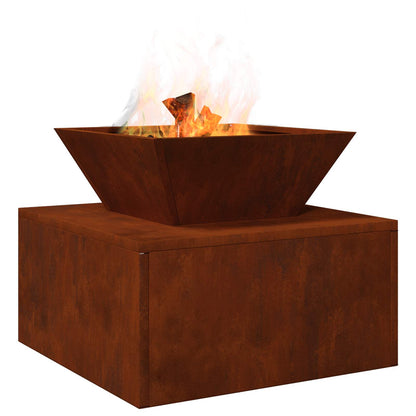 Feuerstelle Wetterfeststahl 50x50x40 cm Feuerschale Rostoptik Garten Terrasse