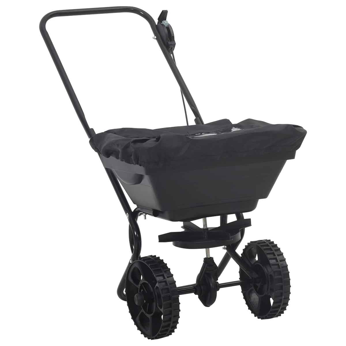 Handstreuwagen Streuer Schwarz 80 x 46 x 75 cm Düngewagen Salzsteuer