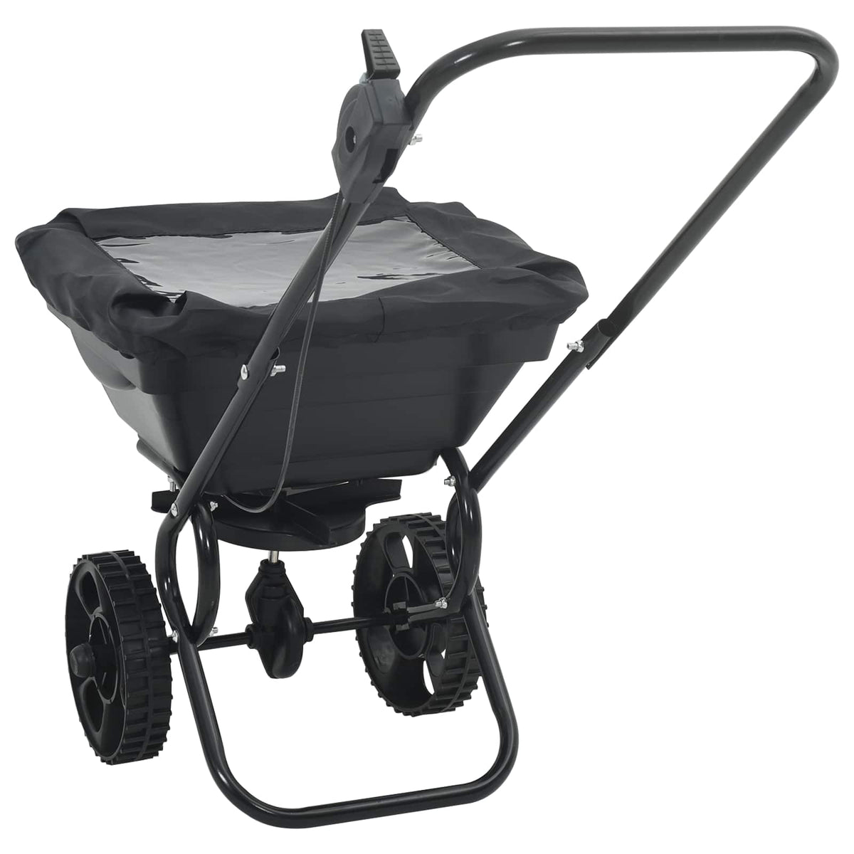 Handstreuwagen Streuer Schwarz 80 x 46 x 75 cm Düngewagen Salzsteuer